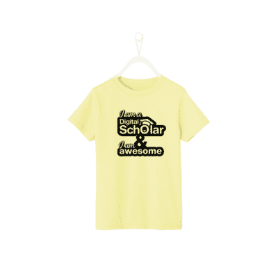 I am A Digital Scholar I am AWESOME Half Sleeve T Shirt Lemon Yellow