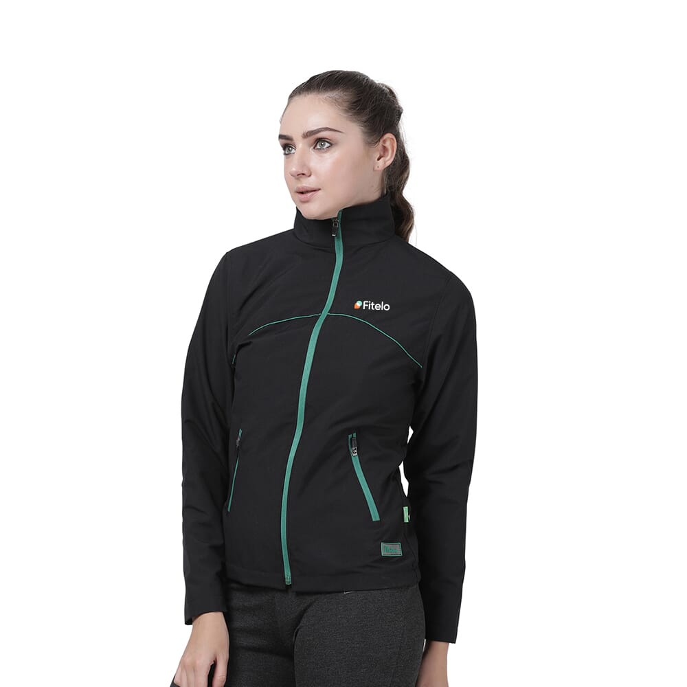 Plutus Wome n Solid Polyester Sports Jacket Black