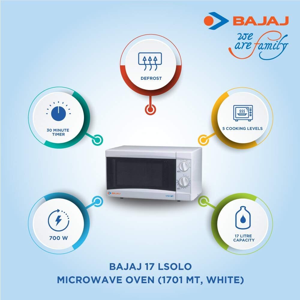 Bajaj 1701 mt 17 l built on sale in microwave oven