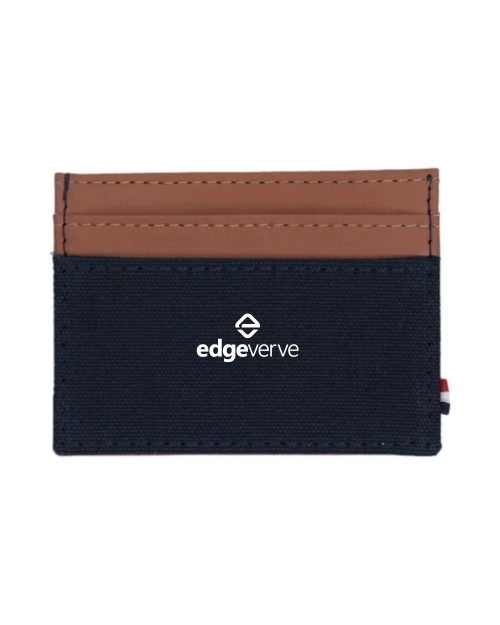 Houston Card Wallet- Navy Blue with Tan