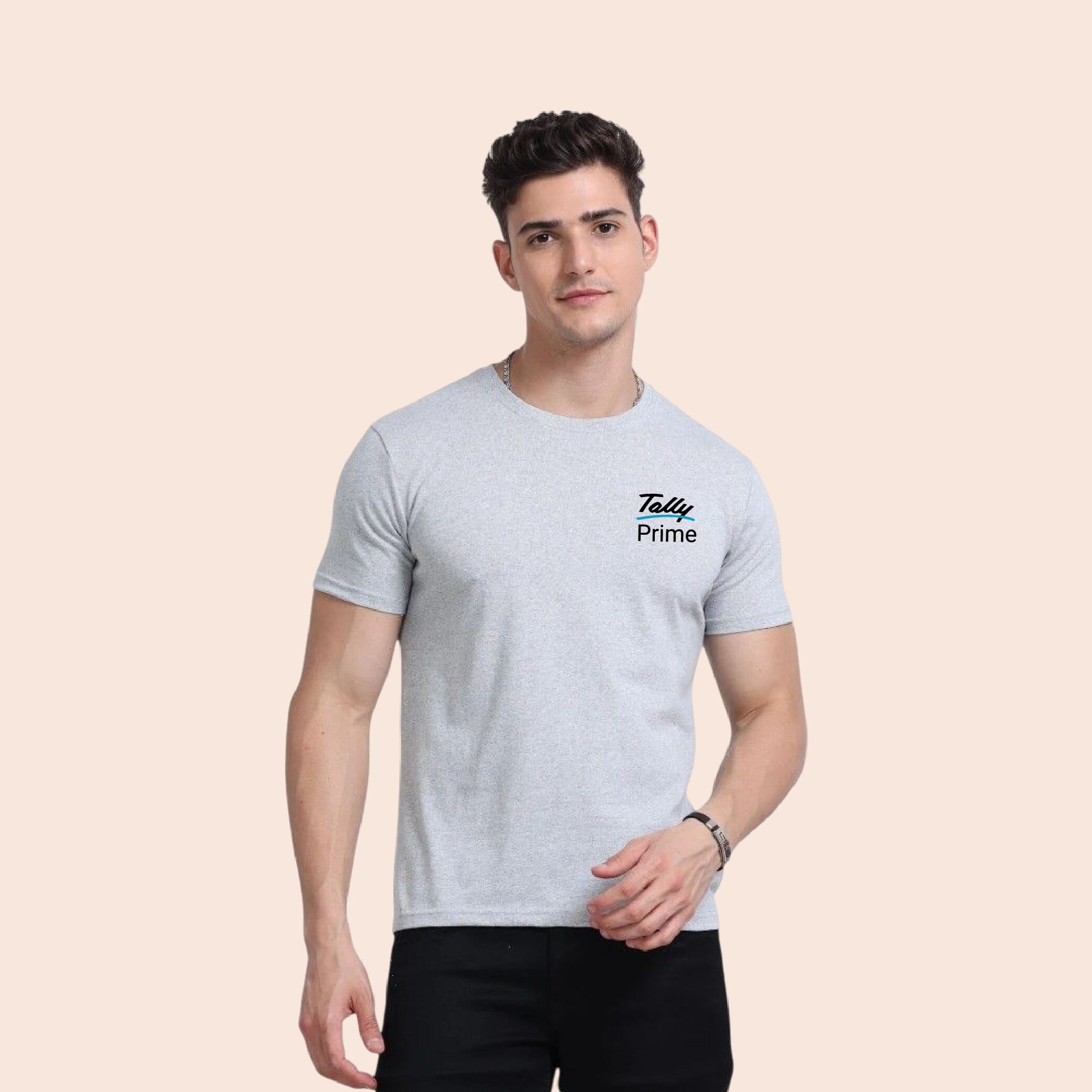 Greys&Blues Men's Eco Blend Round Neck T-Shirt- Grey Melange BBB