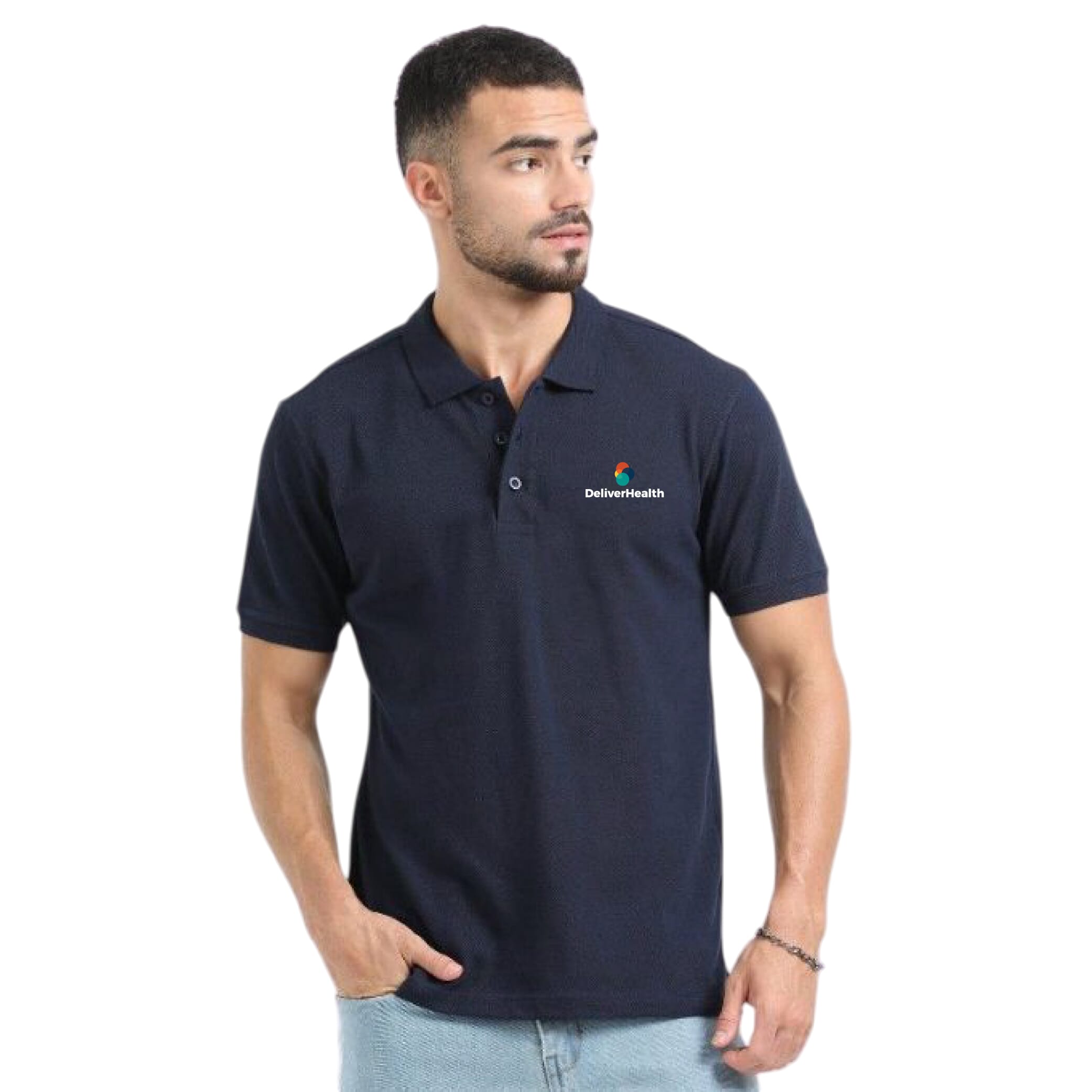 Greys&Blues Organic Polo Plain Tshirt- Navy Blue