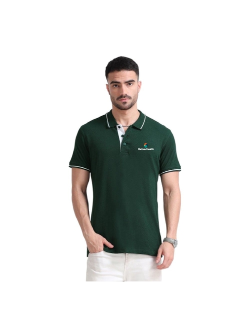 Greys&Blues Organic Polo Tshirt- Green with White Tipping