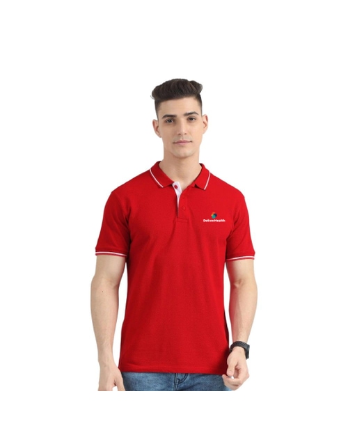 Greys&Blues Organic Polo Tshirt- Red with White Tipping