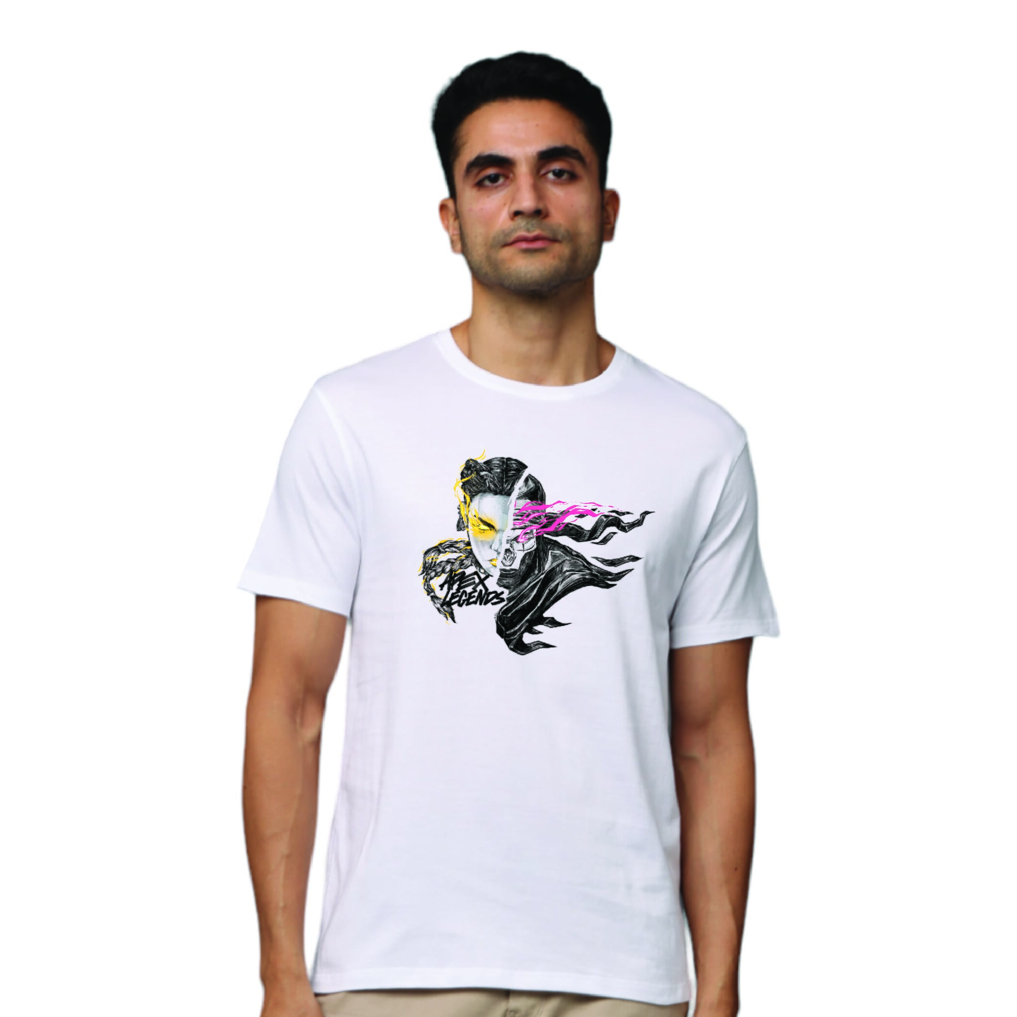 Lobaxrevenant Greys&Blues Pima Round neck T-Shirt-White