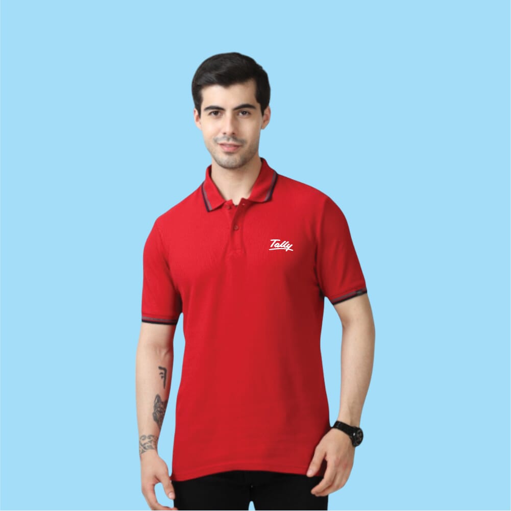 Marks & Spencer Polo T-shirt Tipping-Red with Blue