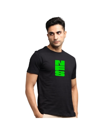 NFS4 Greys&Blues Pima Round neck T-Shirt-Black with Green